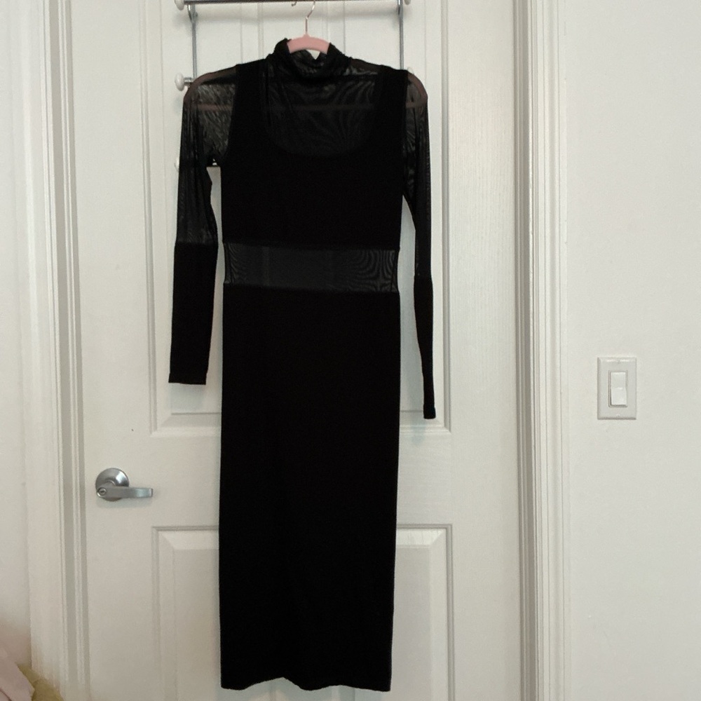 Forever 21 Sheer Black Long Sleeve Dress